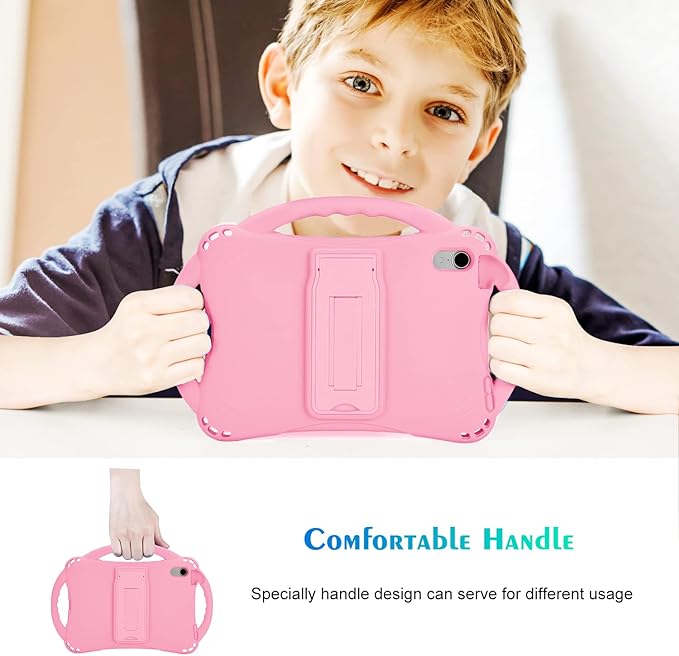 TopEsct Kids Case for iPad mini 7 (A17 Pro) 2024 /iPad Mini6 2021, Shockproof Silicone Cover with Handle Stand for 8.3" iPad mini 6th/7th Gen, Pink