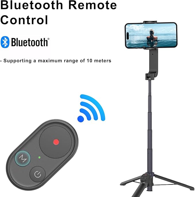 Selfie Stick Gimbal Stabilizer, Gimbled Phone Holder with Wireless Remote Tripod 1-Axis Handheld Smartphone Portable Gimbal for Tiktok Vlog Youtuber Live Video Recording