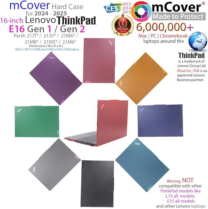 mCover case ONLY Compatible for 2024-2025 16" Lenovo ThinkPad E16 Gen 1 / Gen 2 Windows Notebook Computers (NOT Fitting Any Other Models)- Orange