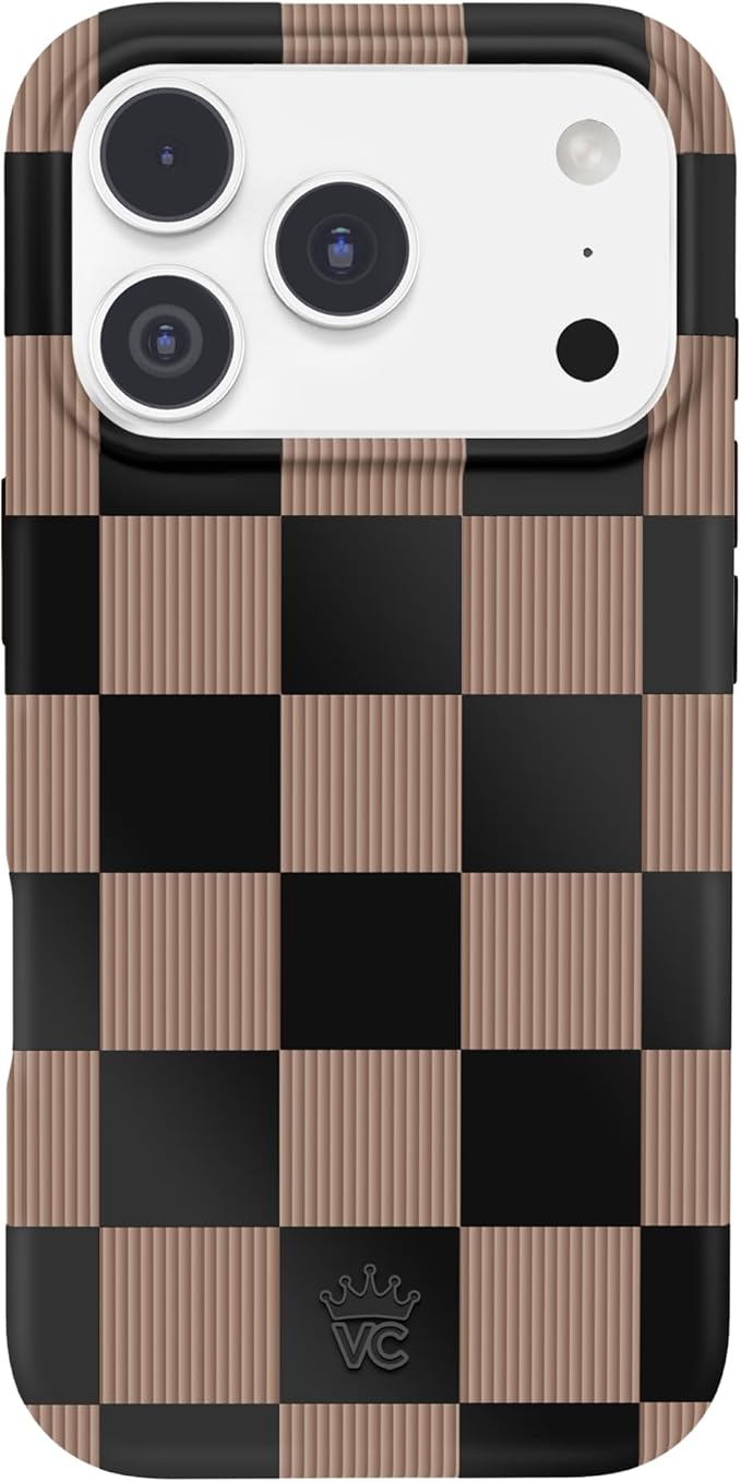 VELVET CAVIAR Case for iPhone 17 Pro | Compatible with MagSafe | 10ft Drop Tested | Protective Designer Cases | Mocha Vibe Checkered 2.0