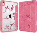 Tuiklol for iPad Pro 11 Inch 4th / 3rd / 2nd / 1st Gen (2022 2021 2020 2018) Case -Built-in Pencil Holder Shockproof Cover Clear Transparent Back Shell with Auto Wake/Sleep, Bow-Watermelon Red