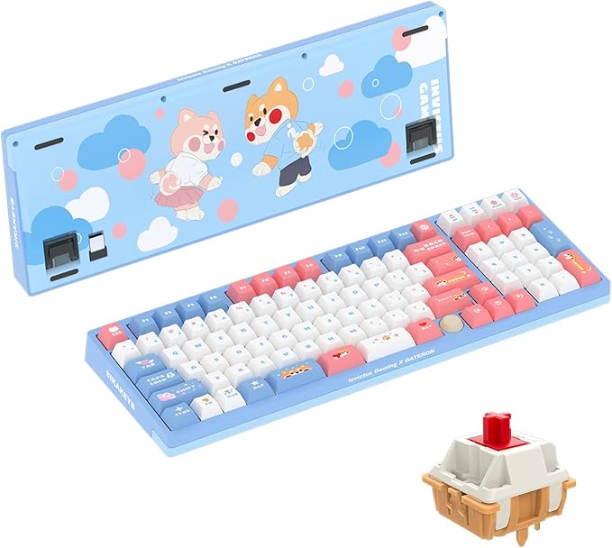 GATERON iG 98 Co-Branded Mechanical Gaming Keyboard, Tri-Mode Hot Swappable Wired/Bluetooth/2.4G Wireless Keyboard with RGB Light for Windows & Mac, PBT Keycaps (Sweet Time, Mini i Switch)