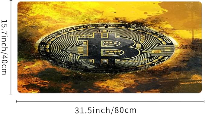 Gold Bitcoin Coin Inspirational Quote Mouse Pad, Motivational Mouse Pad for Desk, 31.5"x15.7"