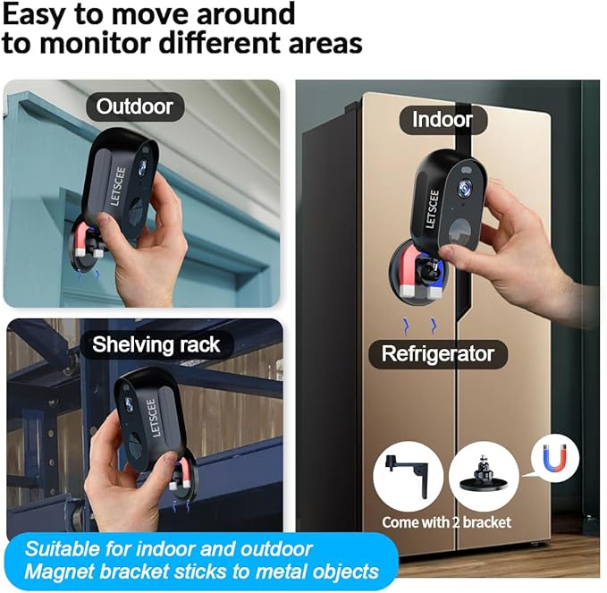 LETSCEE Wireless Battery Cameras Outdoor.Indoor Outdoor Home Security Cameras, with Night Version,Motion Detection,2-Way Audio,Waterproof,Cloud Storage,No Subscription(4 Pack)