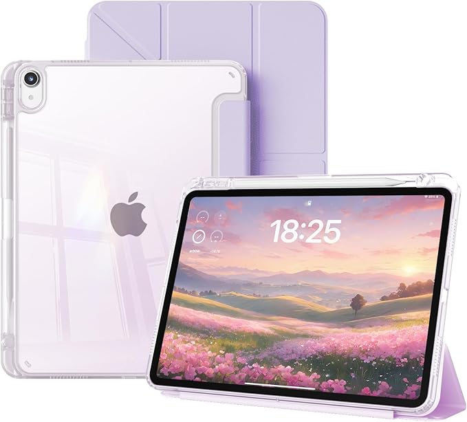 Clear Case for iPad mini 7 A17 Pro 8.3 Inch, iPad mini 7th/6th Generation Case (2024/2021),Slim Shockproof Transparent Back,Y-Shaped Mutil Angles Folding,Supports Pencil Pro&USB-C (Purple)