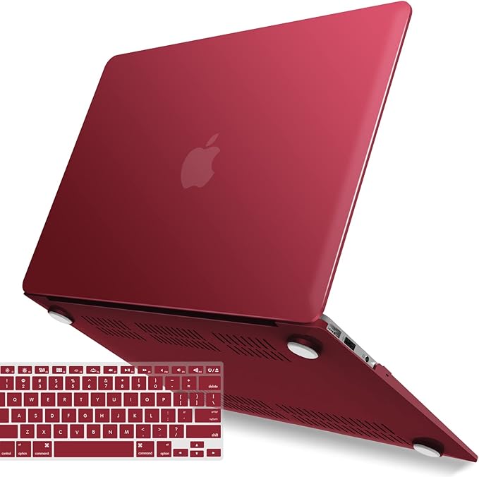 IBENZER Compatible with MacBook Air 11 Inch Case Model A1370 A1465, Soft Touch Plastic Hard Shell Case Bundle with Keyboard Cover for Mac Air 11, Wine Red, A11WR+1