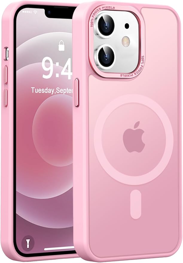 Newfuture Designed for iPhone 12 Case/iPhone 12 Pro Case with Magnetic [13 FT Military Drop Protection] [Compatible with Magsafe] Translucent Shockproof with Anti-Fingerprint Phone Case, Chalk Pink
