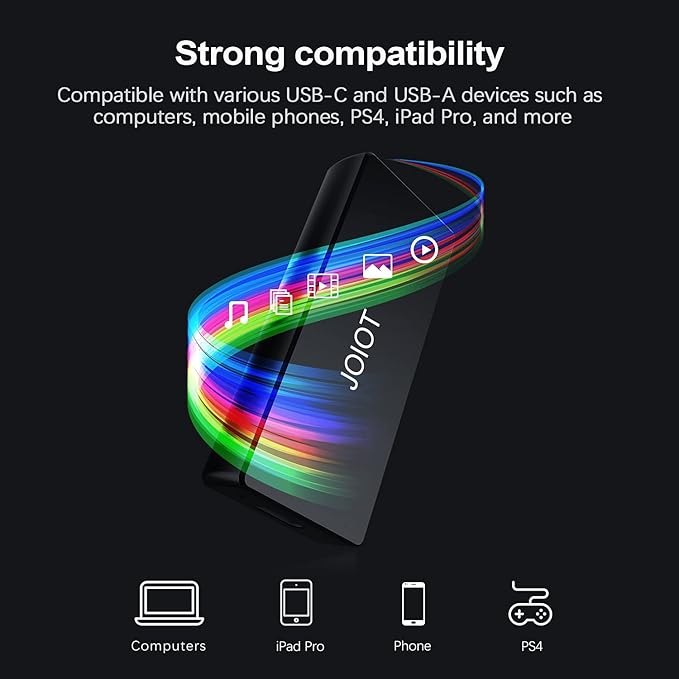 JOIOT Portable SSD External Solid State Drive 120GB Hard Drive, USB 3.2 Type C External - 400MB/S Data Transfer, Mini Aluminium Alloy Portable SSD for Mac Windows Android Linux(120GB)