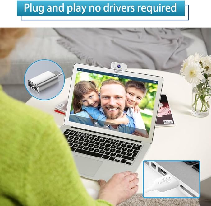 Webcam for PC, HD 1080P Webcam with Microphone, 110° Wide Angle USB Plug & Play - Noise Canceling for Video Calls, Streaming, Gaming - Built-in Privacy Shutter & Tripod