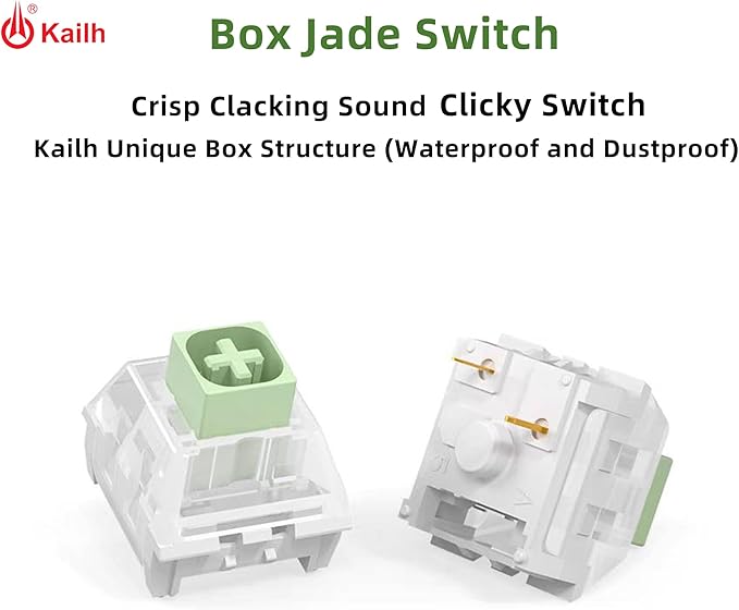 Kailh Box Jade Clicky Keyboard Switch,3-pin 50gf Pre-Lubed Dustproof Waterproof RGB SMD Key Switches for 3D Prints and Mechanical Gaming Keyboard(Box Jade,72pcs)