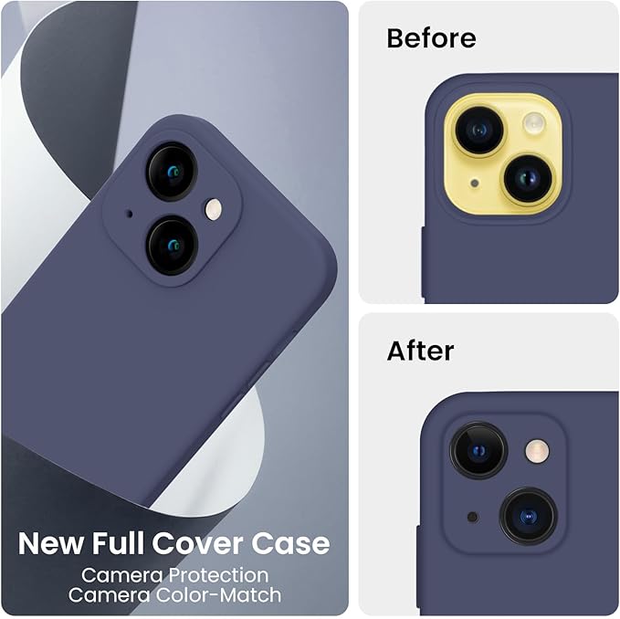 FireNova Designed for iPhone 14 Case, Silicone Upgraded [Camera Protection] Phone Case, Soft Anti-Scratch Microfiber Lining Inside, 6.1 inch, Navy Blue
