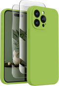 FireNova Designed for iPhone 15 Pro Max Case, Silicone Upgraded [Camera Protection] Phone Case with [2 Screen Protectors], Soft Anti-Scratch Microfiber Lining Inside, 6.7 inch, Sprout Green