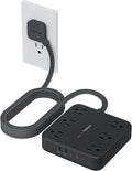 TESSAN 15Ft Black Extension Cord with Multiple Outlets, Surge Protector Power Strip with 6 Outlets and 4 USB Ports (2 USB C), 2100 Joules Protection, Flat Plug, Outlet Extender for Home, Office, Dorm
