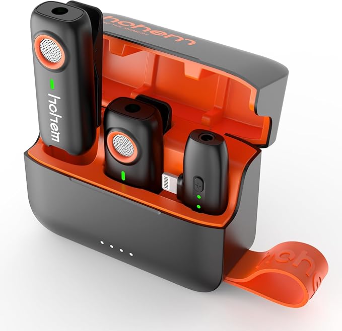 hohem iSteady Mobile Plus Premium Vlogging Combo, Gimbal Stabilizer for Smartphone, 600 °Auto Rotation, Face/Object Tracking Phone Gimbal with a hohem Mic for iPhone iOS (2 TX + 1 RX + Charging Case)