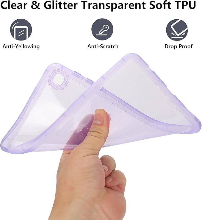 for Apple iPad Air 5th/Air 4th Generation 2022/2020 10.9 inch, Glitter Clear Soft Silicone Flexible TPU Back Shockproof Shell Bling Sparkly Paper Lightweight Thin Protective Cover, Purple