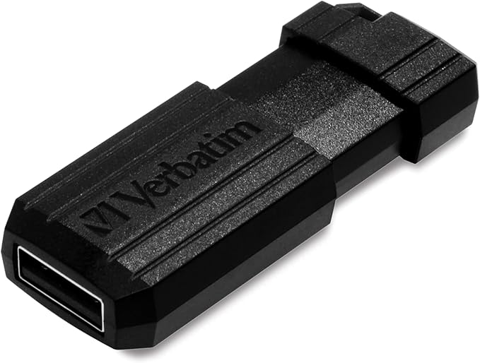 Verbatim 128GB Pinstripe USB 2.0 Flash Drive Retractable Thumb Drive - Black