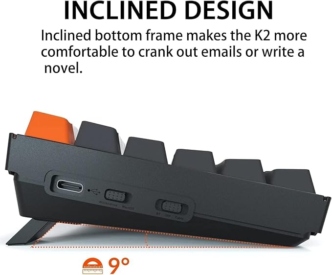 Keychron K2 75% Layout 84 Keys Hot-swappable Bluetooth Wireless/USB Wired Mechanical Keyboard with Super Banana Switch/Double-Shot Keycaps/RGB Backlight/Aluminum Frame for Mac Windows Version 2