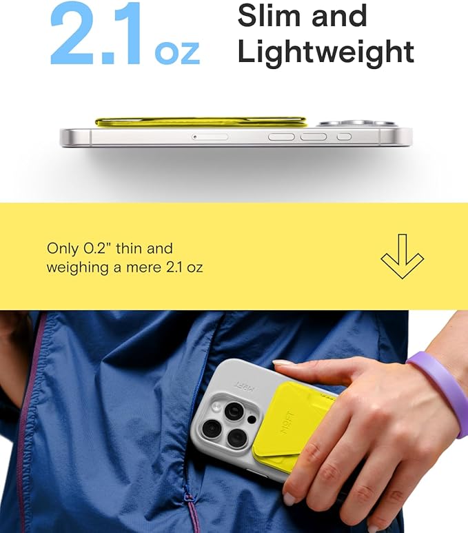 MOFT Magnetic Wallet Stand Compatible with iPhone 17/16/15/14/13/12 Series, Angle Adjustment & Magsafe Compatible MOVAS Phone Stand,Neon