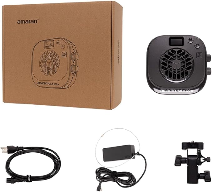 Amaran Halo 100x 100W Bi-Color COB Monolight – 4,890 Lux, CCT 2,700K -6,500K,CRI 96+, 28dBA Quiet,Dual AC/USB-C Power,App Control, Bowens Mount Continuous Light for Studio/Streaming/Location Shooting
