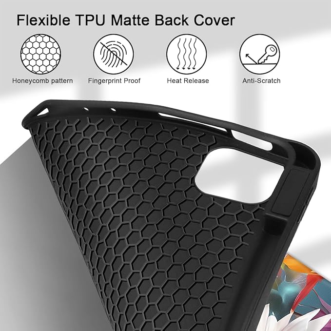 Tuiklo for iPad Pro 12.9 inch 6th / 5th / 4th / 3rd Generation 2022 2021 2020 2018 Release Case- Built in Pencil Holder Slim Protective Cover with Auto Wake/Sleep, Multicolored Floral