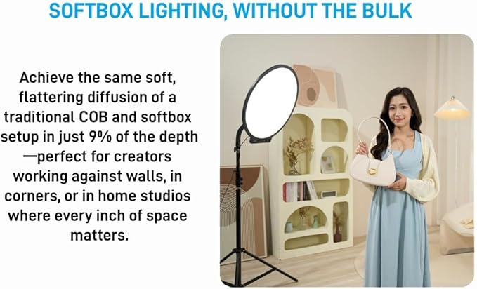 Amaran Verge Max Kit 22" Key Light, Bi-Color Circular Edge Panel Light, 2700-6500K, 7 Lighting Effect, Clamp on Desk Panel Video Lighting for Video Recording,Game,Live Stream,Creators(White)