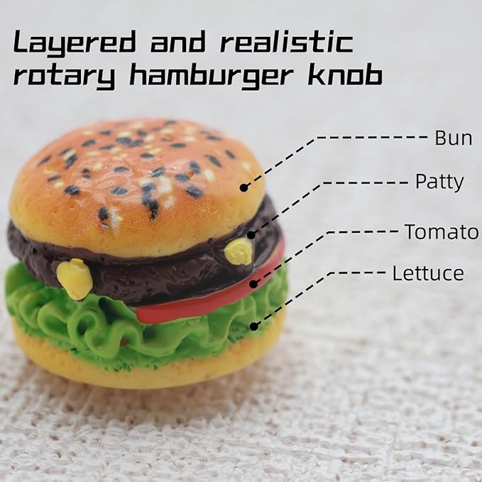Rotary Knob for Gaming Mechanical Keyboard,Cute 3D Hamburger Custom Knob,Handmade Resin Rotary Knob Suitable for GMK67/GMK87/GMK104/L98/F99 Pro/F75 (Pro),etc (Humburger)