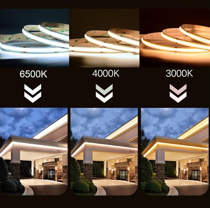 COB LED Strip Lights DC 12V LED Lights Flexible Super Bright LED Strips, 9W/m 2x16.4FT Cool White 6500K CRI 90+,480LEDs/m High Density Uniform Light for Home Room Decor