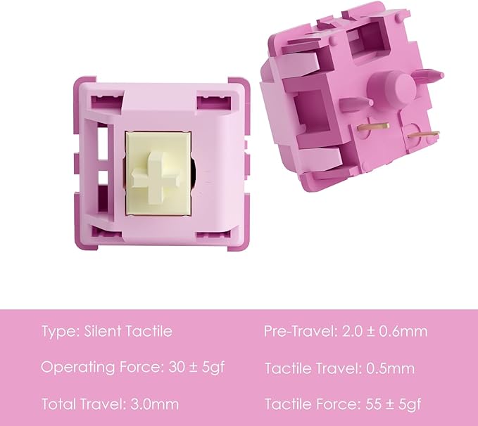 Akko V3 Creamy Purple Pro Keyboard Switch for Mechanical Gaming Keyboard, 5-Pin 30gf Tactile Switches Pre-Lubed Key switches(45pcs)