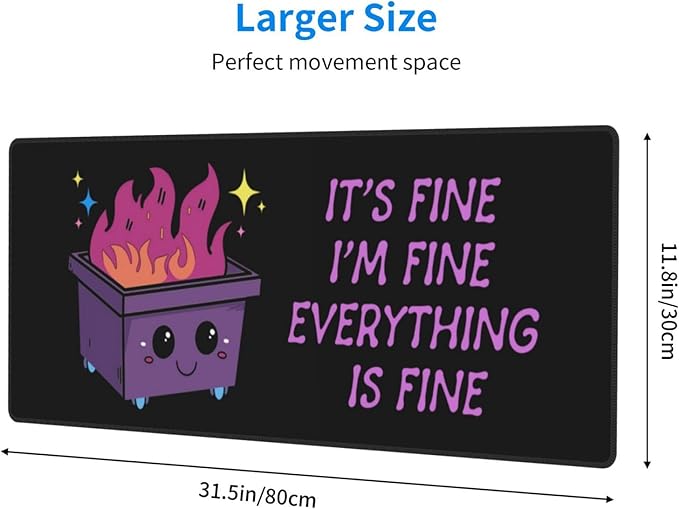 Dumpster on Fire Gaming Mouse Pad, 31.5 x 11.8 Inch Large Mouse Pads for Desk, Keyboard Mouse Mat with Non-Slip Base for Home and Office