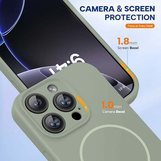 Miracase Magnetic for iPhone 16 Pro Case, [Soft Anti-Scratch Microfiber Lining], Compatible with MagSafe, Liquid Silicone Case Shockproof Drop Protection Phone Case for 16 Pro,Patina Green