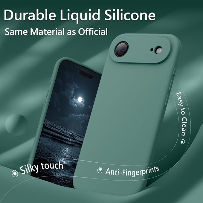 FireNova Magnetic for iPhone Air Case, Compatible with MagSafe, [Integrated Silicone Camera Control Button] [Camera Protection] Microfiber Lining Phone Case for iPhone 17 Air, 6.5", Midnight Green