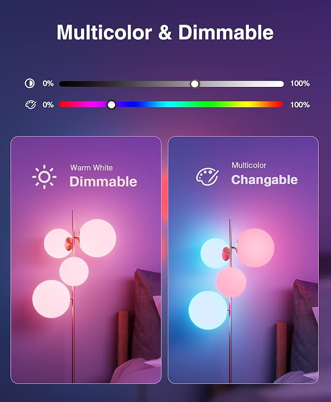 Beantech Wi-Fi Smart Light Bulb, Full Color Changing Light Bulb(RGB+W) 2 Pack-Compatible with Alexa and Google Assistant, Multicolor, (WB5-2p)