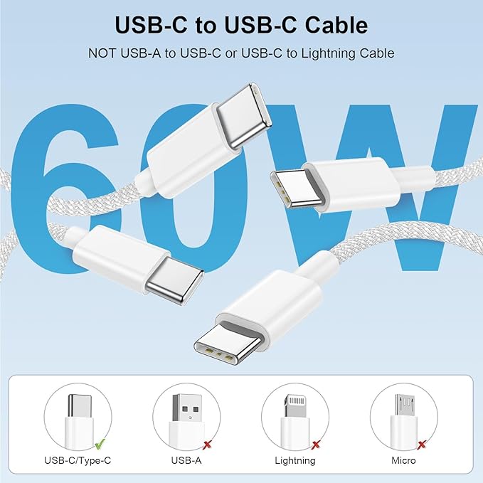 for iPhone 15 16 Chargers Fast Charging, 2Pack 20W USB C Wall Charger for iPhone 16 Pro Max with 2Pack 6FT+10FT USB C to C Cable Compaitble with iPhone 16/16 Plus/15/15 Pro Max/iPad Pro-Gray