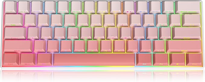 Guffercty kred Cute PBT Key Caps 135-keys Custom Gradient Side Printed Double Shot Keycaps Cherry Profile for 61/68/96/108 Mechanical Gaming Keyboard (Blush)