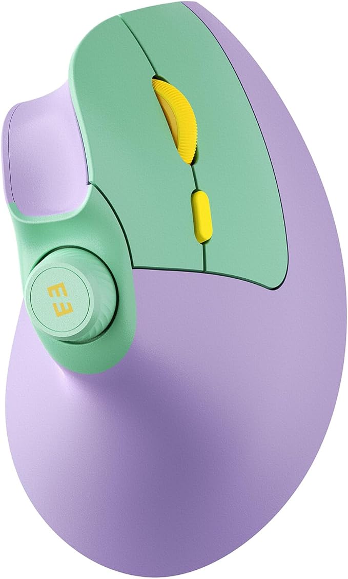 seenda Ergonomic Mouse Wireless, MOU-302 Bluetooth Vertical Mouse Rechargeable, Volume Knob, Silent Mice & 1000/1600/2400 DPI, 3 Multi-Device Connection for Windows/PC/Laptop/Mac/MacBook, Purple