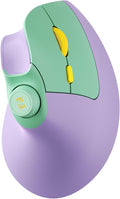 seenda Ergonomic Mouse Wireless, MOU-302 Bluetooth Vertical Mouse Rechargeable, Volume Knob, Silent Mice & 1000/1600/2400 DPI, 3 Multi-Device Connection for Windows/PC/Laptop/Mac/MacBook, Purple