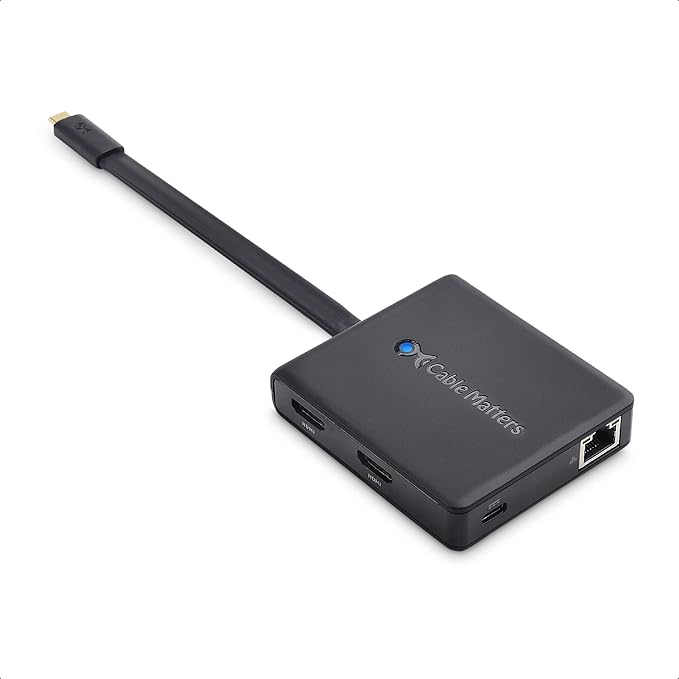 Cable Matters Dual Monitor USB C Hub (USBC Dock) with Dual 4K HDMI, 2X USB 2.0, Ethernet, and 100W Charging - Thunderbolt 4 / USB4 / Thunderbolt 3 Port Compatible with Windows