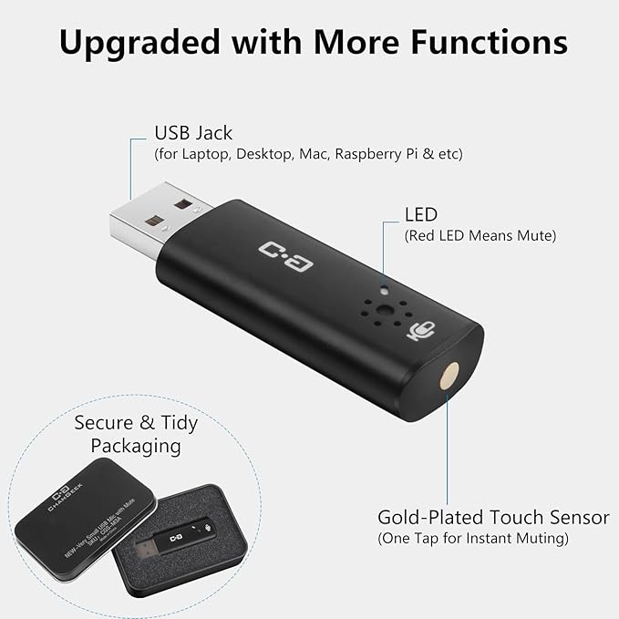 DUNGZDUZ Upgrade Mini USB Computer Microphone with Touch Sensitive Mute Button & LED Indicator, Plug-and-Play Condenser Mic for Laptop & Desktop, Clear Audio for Calls, Meetings, Study & Travel