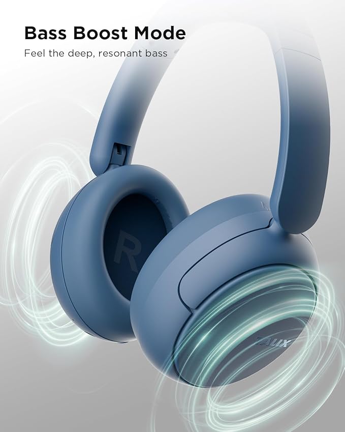 TALIX H30 Hybrid Active Noise Cancelling Headphones, 110H Playtime Hi-Res Audio Bluetooth 6.0 Wireless Over Ear ANC Headphones for Commute/Workout/Gym (Blue)