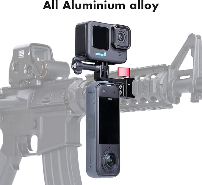 SEASKY GM02 Aluminum Metal Gun/Airsoft Picatinny Rail Mount Bracket Adapter Holder for Gopro Hero 13/12/11/10/9 DJI Action 5/4/3/2 Insta360 X4 Camera Accessories Hunting POV/Vlog Wargame(GM02)