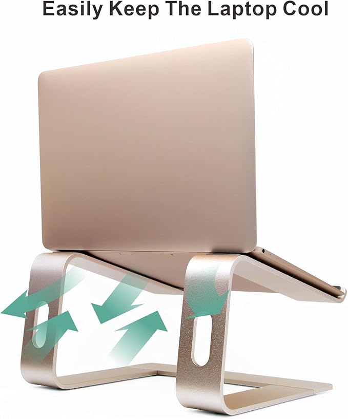 Laptop Stand, Ergonomic Aluminum Laptop Mount Computer Stand, Detachable Laptop Riser，Notebook Holder Stand All 10-17.3" Laptops（Gold）