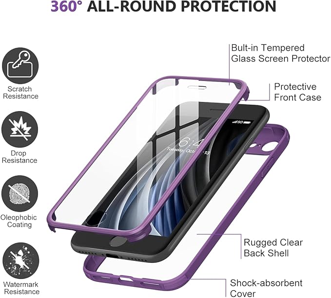 Miracase Crossbody Phone Lanyard Cases, Clip and Go Strap for iPhone SE, Adjustable Crossbody Cell Belt with Zippered Pouch, Neck Shoulder Cell Lanyard for Women, Purple
