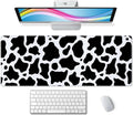 Cute Cow Pattern Desk Pad - Large XL 31.5''X 11.8'' Gaming Mousepad - White & Black - On Top of Desks - Laptop Computer Keyboard Mouse Mat