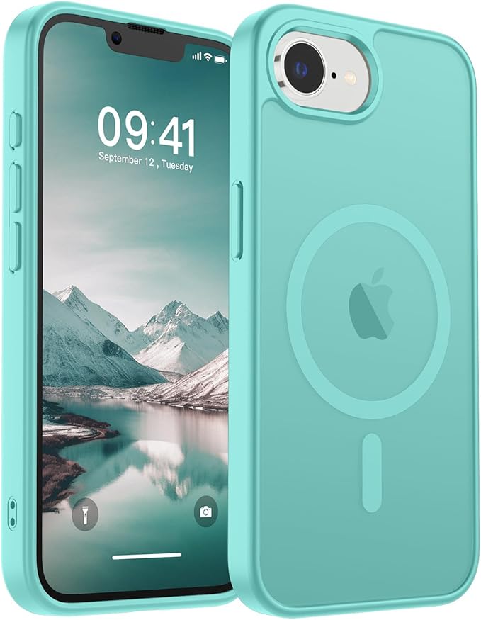 SUPFINE Magnetic for iPhone 17e Case/iPhone 16e Case (Compatible with MagSafe)(Military Grade Drop Protection) Slim Translucent Matte Shockproof with Anti-Fingerprint Phone Case,Blue Green