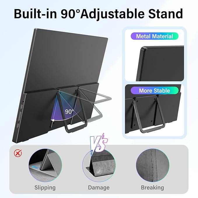 InnoView 16" Portable Monitor 180Hz FHD 1920×1200 100% sRGB Laptop Screen Extender | 2 x Type-C & HDMI Portable Monitor for Macbook/Switch/PS5/Xbox (Support 165Hz 144Hz 120Hz)