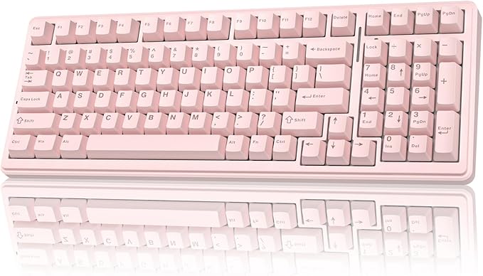 AULA F99 Wireless Mechanical Keyboard-Silent Version,Tri-Mode(BT5.0/2.4GHz/USB-C),Gasket Structure,Hot Swappable Mechanical Keyboard with Pre-lubed Linear Switches,RGB Backlit PC Gaming Keyboards,Pink