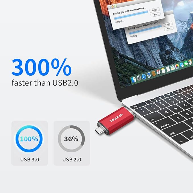 THKAILAR 2TB USB C Flash Drive, 120MB/s High Speed Thumb Drive, Dual Connector USB 3.0 & Type C Memory Stick Compatible with iPhone 16/15/Plus/Pro Max,MacBook,iPad, Android,PC