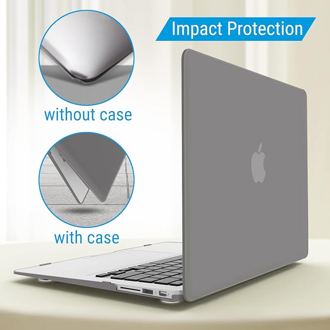 IBENZER Compatible with Old Version MacBook Air 13 Inch Case (2010-2017 Release). Models: A1466 / A1369, Plastic Hard Shell Case with Keyboard Cover for Mac Air 13, Ultra Gray, A13UAGY+1