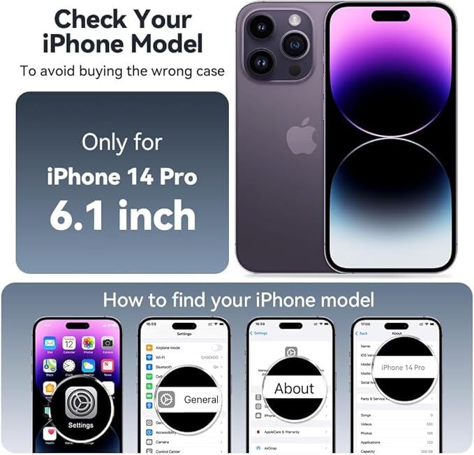 CASEKOO Designed for 14 Pro Case with Magnetic Invisible Stand [Military Drop Protection] [Compatible with MagSafe] Shockproof Slim Matte Translucent Pro Case 6.1 Inch, Purple