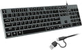 POWZAN Wired Backlit Keyboard for Windows/Mac,Aluminum Slim & Quiet Full Size Keyboards Light Up with USB A/USB C Dual Interface,Compatible with iMac,MacBook,iPad,Laptop,PC-Gray Black (Gray Black)